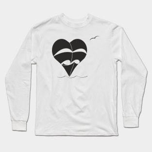 Lonely Heart-Sailboat (black sails) Long Sleeve T-Shirt